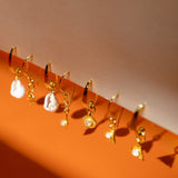 Aqua - Gold Moonstone Teardrop Earrings