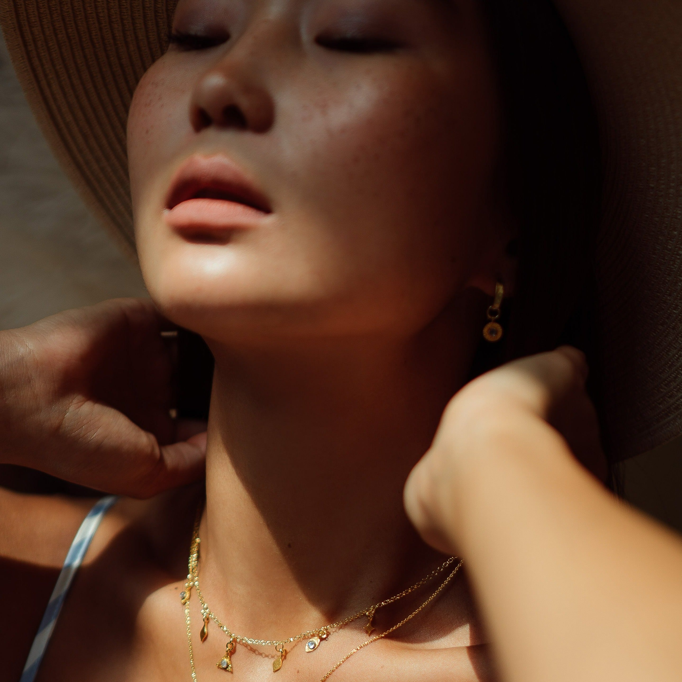 Soluna - Gold Moonstone Sun Earrings