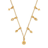 Soluna - Gold Moonstone Charm Necklace with Gold Charms