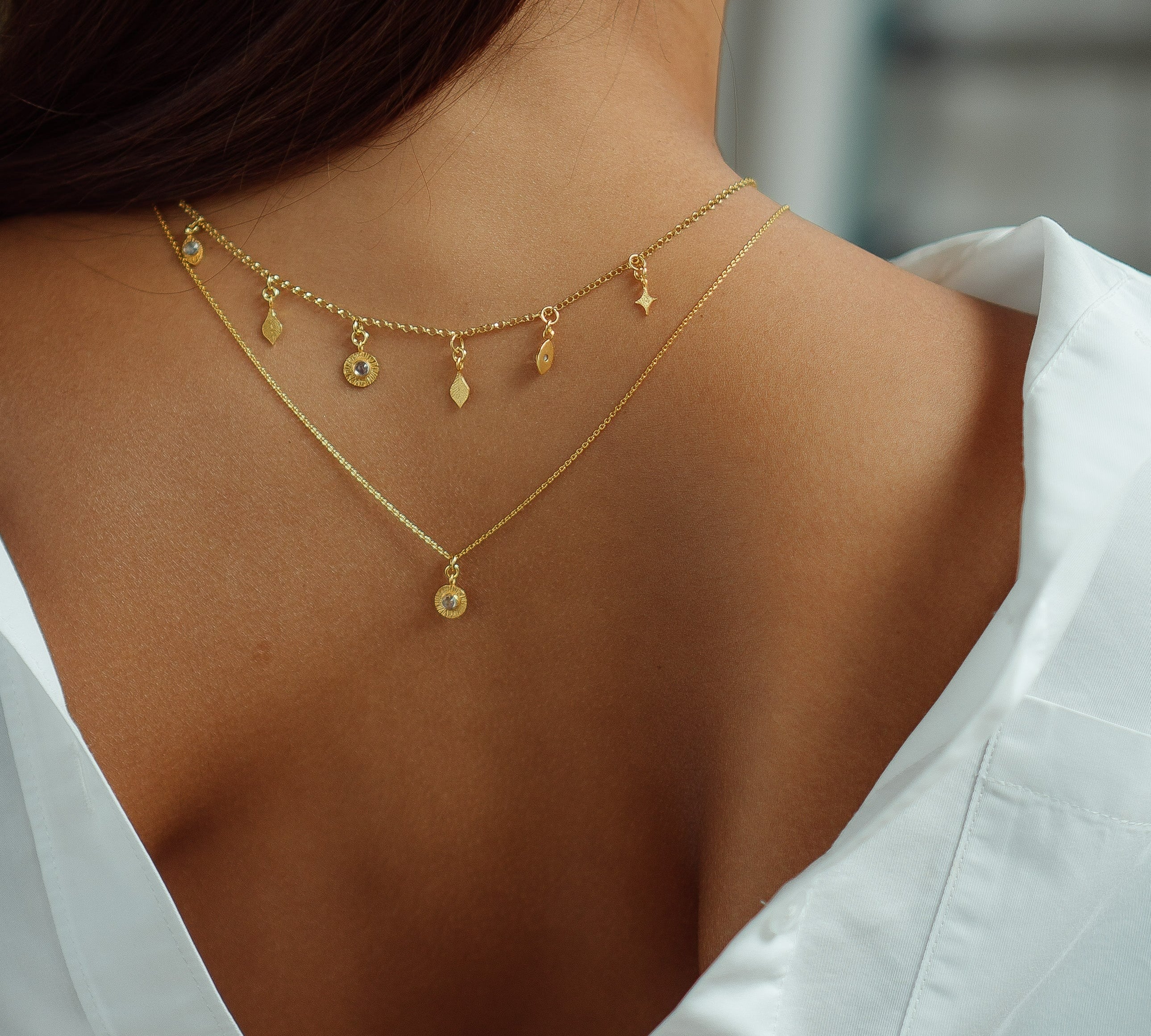 Soluna - Sun Necklace with Moonstone in Gold Vermeil