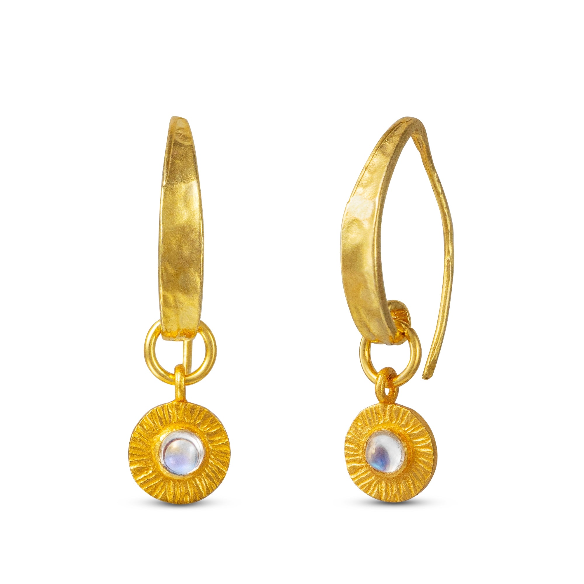 Soluna - Gold Moonstone Sun Earrings