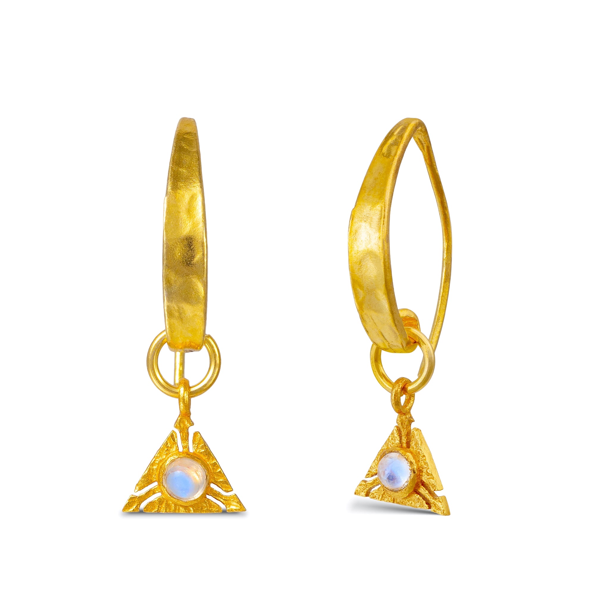 Terra - Gold Moonstone Earth Triangle Earrings