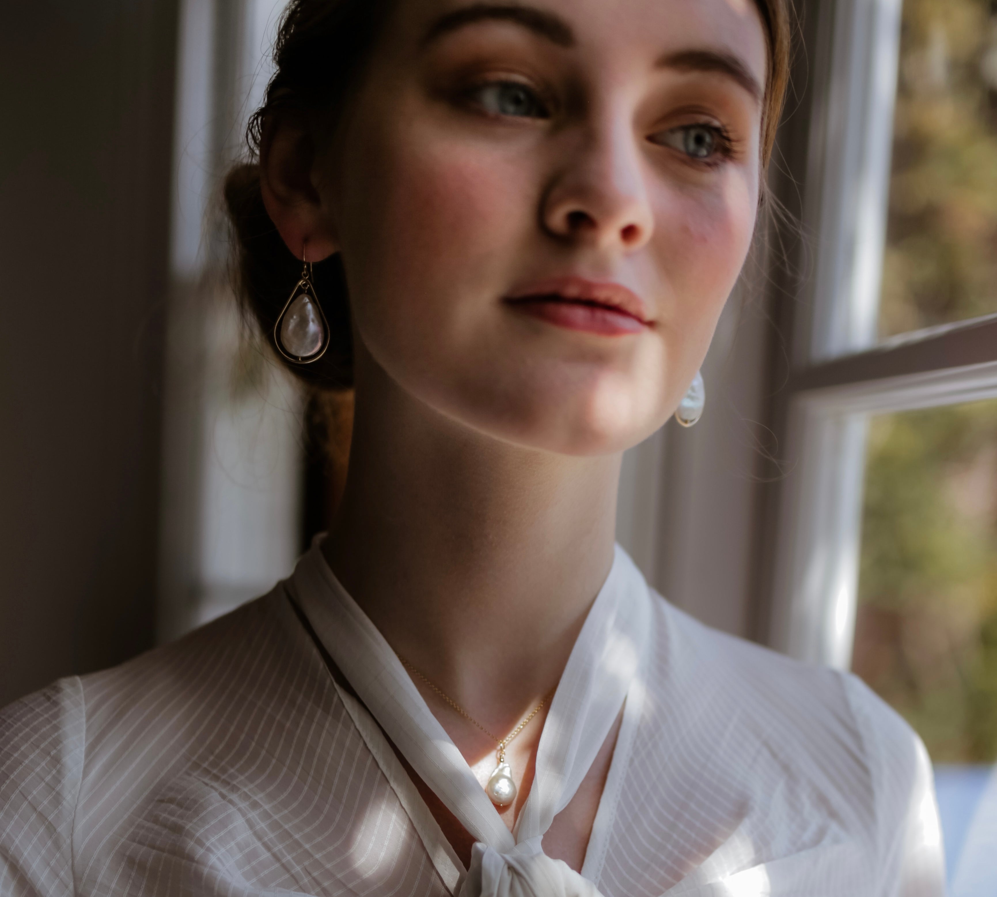 Baroque Ivory Teardrop Pearl Necklace “Megan”