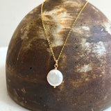Freshwater Coin Pearl Pendant Necklace “Lydia”