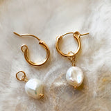 Ivory Pearl Huggie Earrings “Mila”