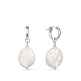 Large Baroque Ivory Pearl Huggies Hoop Earrings