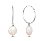Freshwater Coin Pearl Hoop Earrings “Lydia”