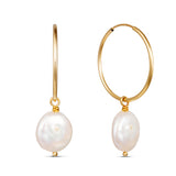 Freshwater Coin Pearl Hoop Earrings “Lydia”