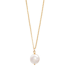 Freshwater Coin Pearl Pendant Necklace “Lydia”