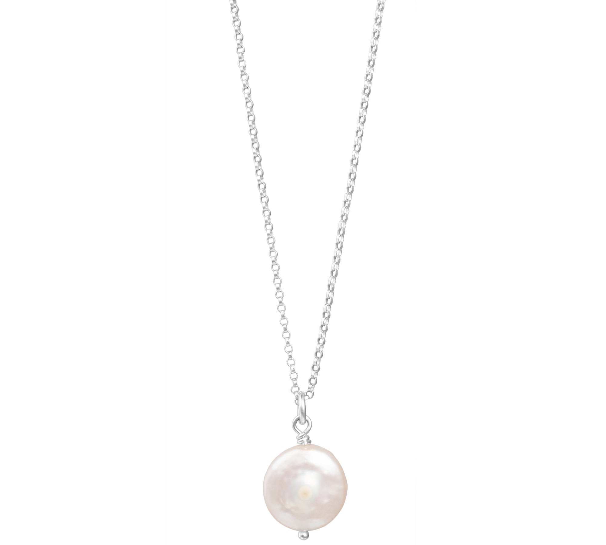 Freshwater Coin Pearl Pendant Necklace “Lydia”