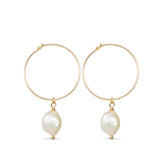 Ivory Pearl Hoops Large “Mila”