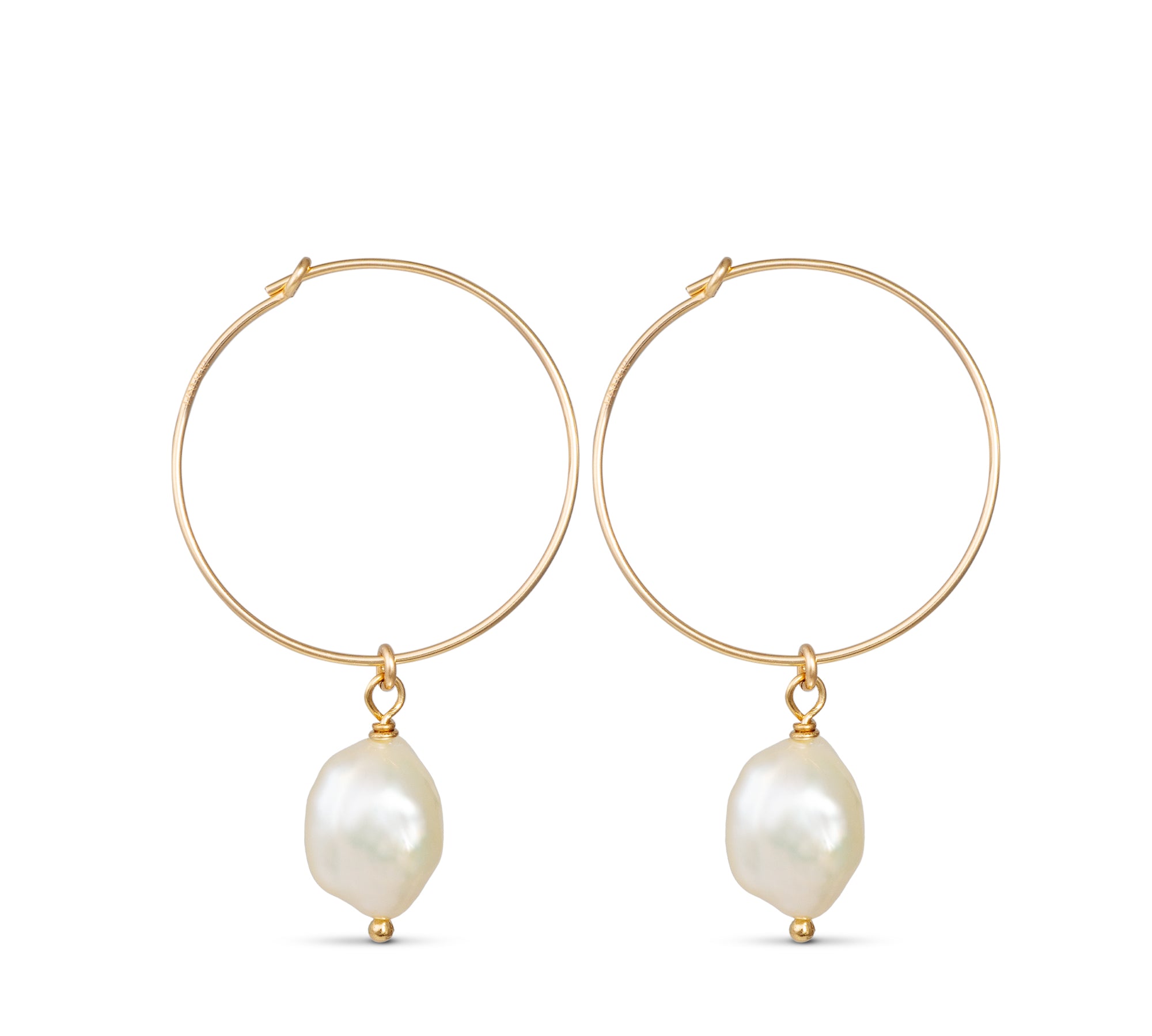 Ivory Pearl Hoops Large “Mila”