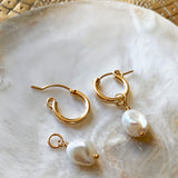 Ivory Pearl Huggie Earrings “Mila”